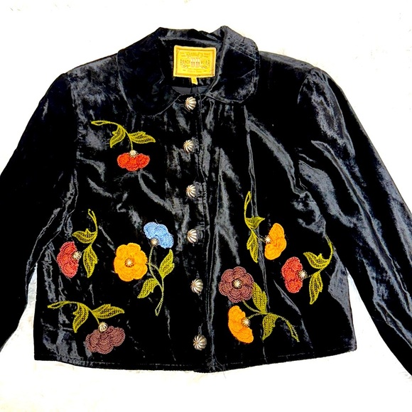 Vintage Double D Ranch Velvet Floral Jacket Western Conchos Rayon - Picture 1 of 11